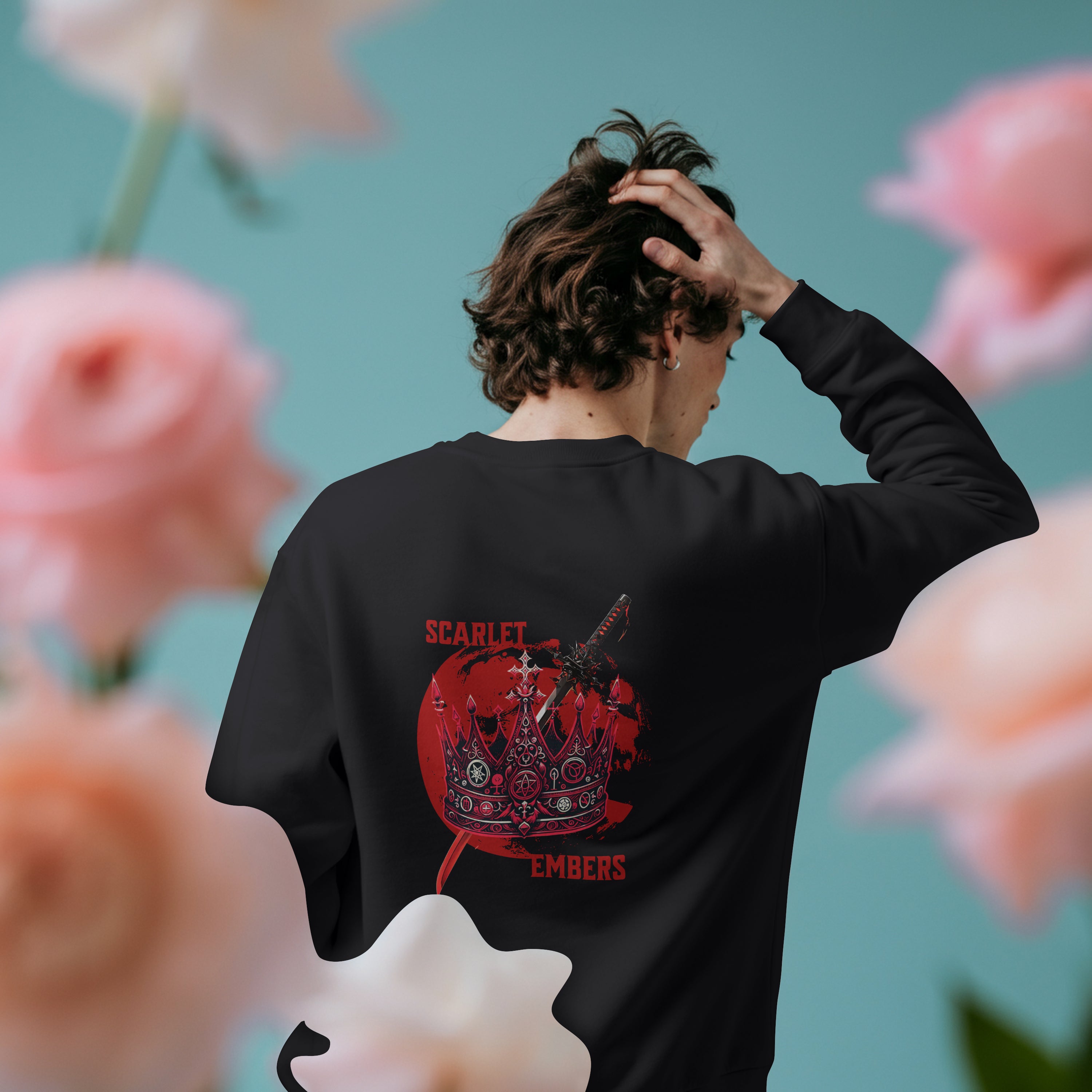 Scarlet Embers Oversized Unisex Sweatshirt